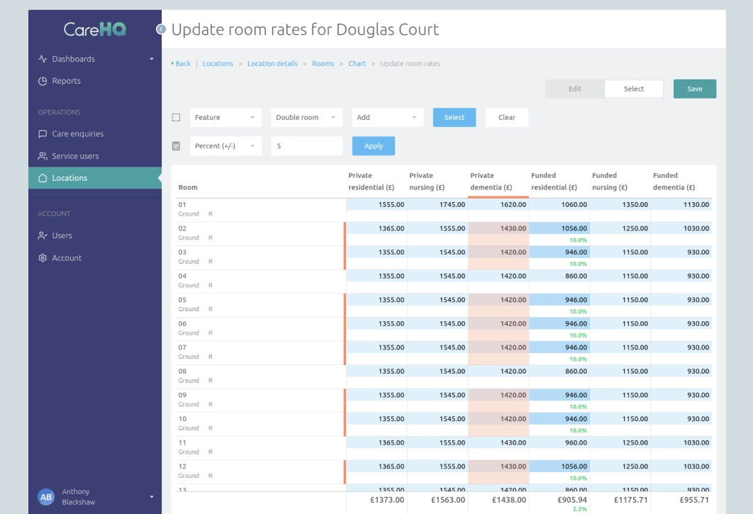 Room rates updater