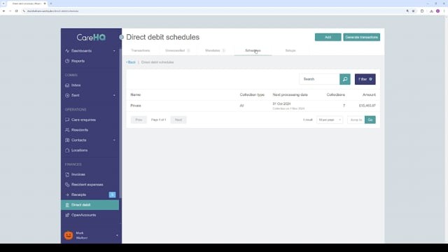 Running a Direct Debit Schedule and creating the collection file ...