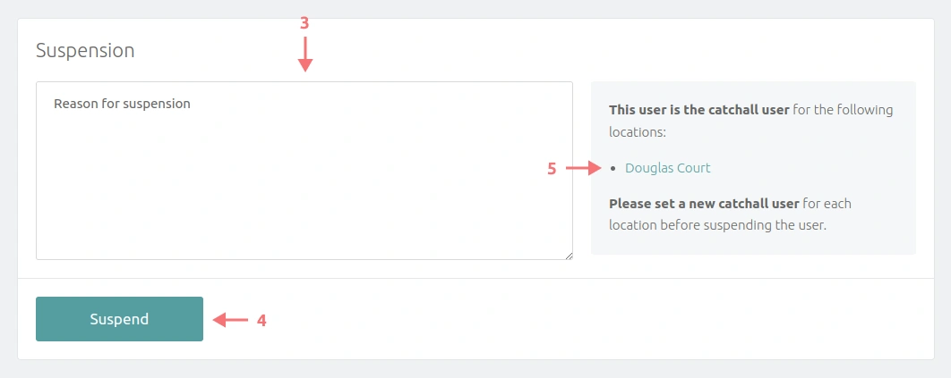 The suspend user form